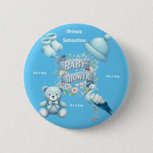 Boys baby shower 6 cm round badge