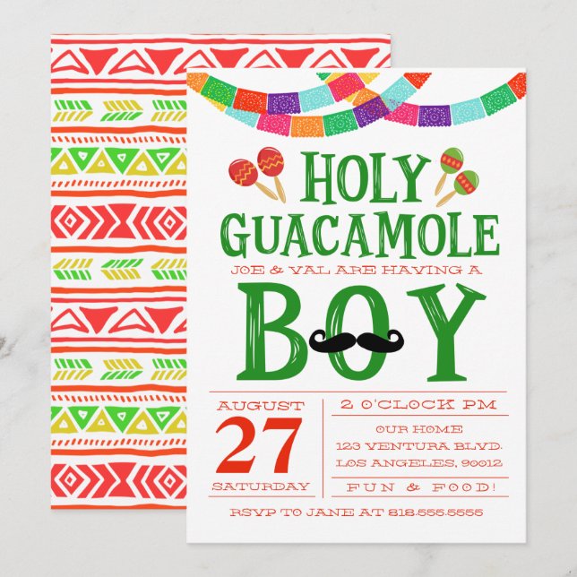 Boy's Baby Shower Fiesta Invitation (Front/Back)