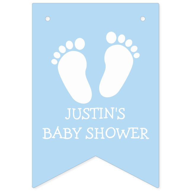 Boys baby shower party foot steps bunting banner (First Flag)