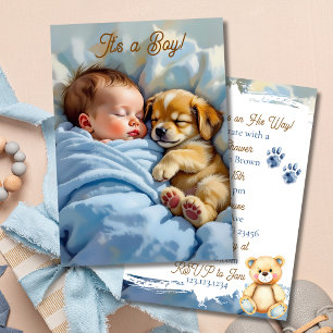 Boy's Baby Shower   Puppy Theme Invitation