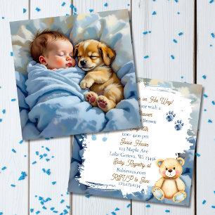 Boy's Baby Shower   Puppy Theme Invitation