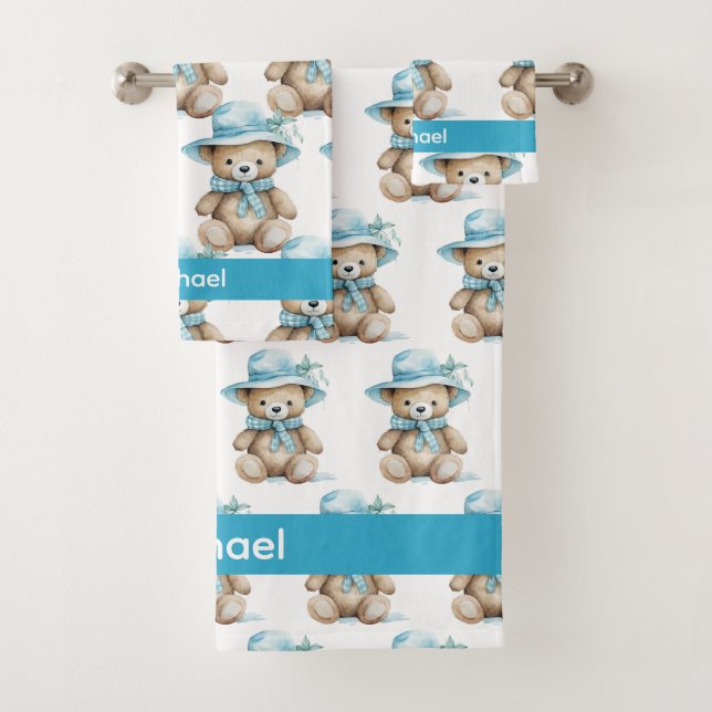 Boy's Baby & Toddler Bath Towel Set | Custom Name (Insitu)