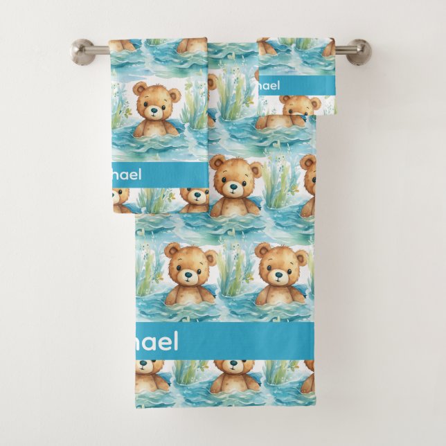 Boy's Baby & Toddler Bath Towel Set | Custom Name (Insitu)
