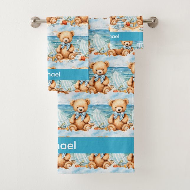 Boy's Baby & Toddler Bath Towel Set | Custom Name (Insitu)