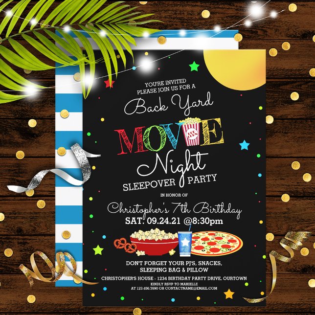 Boy's Backyard Movie Night Birthday Party Invitation (Creator Uploaded)