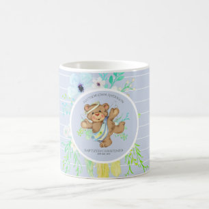 BOYS BAPTISM - BLUE Angel Teddy bear Personalised Coffee Mug