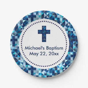 Boy's Baptism Christening First Communion Paper Plate