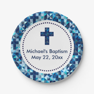 Boy's Baptism Christening First Communion Paper Plate