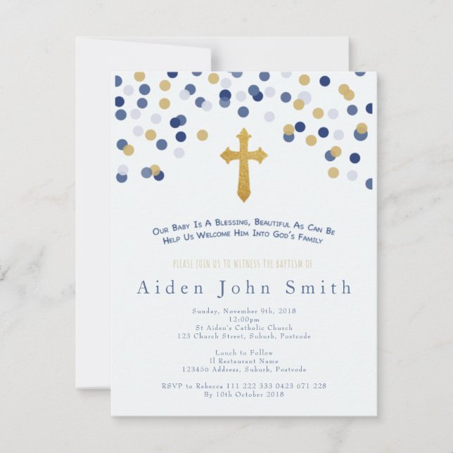 Boys Baptism Invitation (Front)