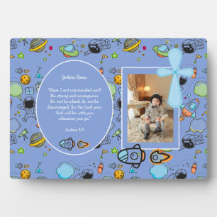 Boys Baptism PHOTO and Bible Verse Catholic Gift Plaque