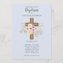 BOYS Baptism Program - Floral Cross
