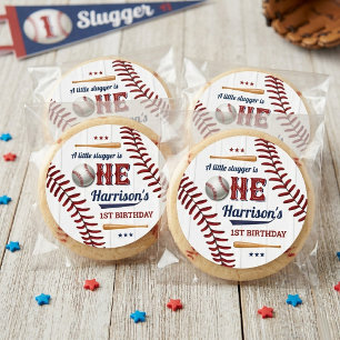 Boys Baseball 1st Birthday Classic Round Sticker