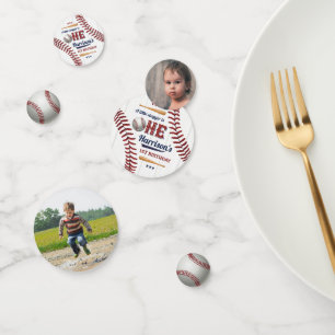 Boys Baseball 1st Birthday Photo Confetti