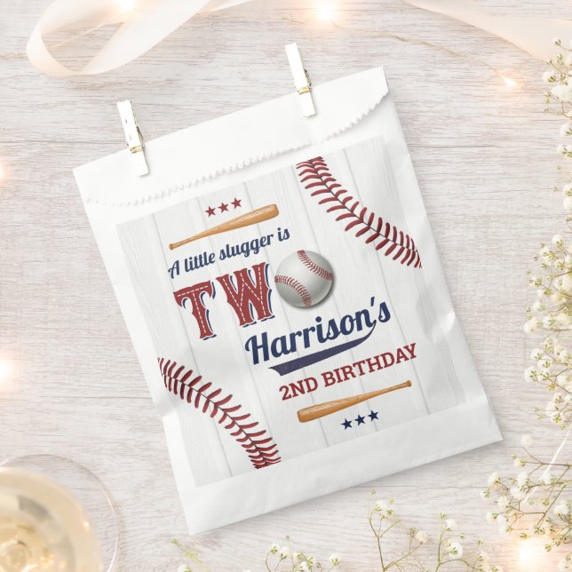 Boys Baseball 2nd Birthday Favour Bags (Clipped)