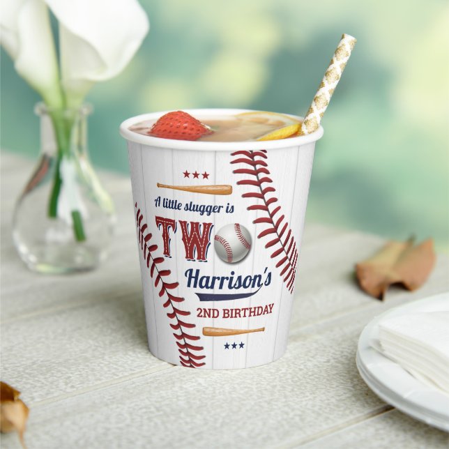 Boys Baseball 2nd Birthday Paper Cups (Insitu)