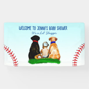 Boy's Baseball and Dogs Themed Baby Shower Banner
