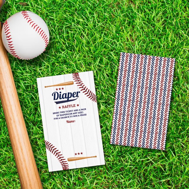 Boys Baseball Baby Shower Diaper Raffle Enclosure Card (Creator Uploaded)