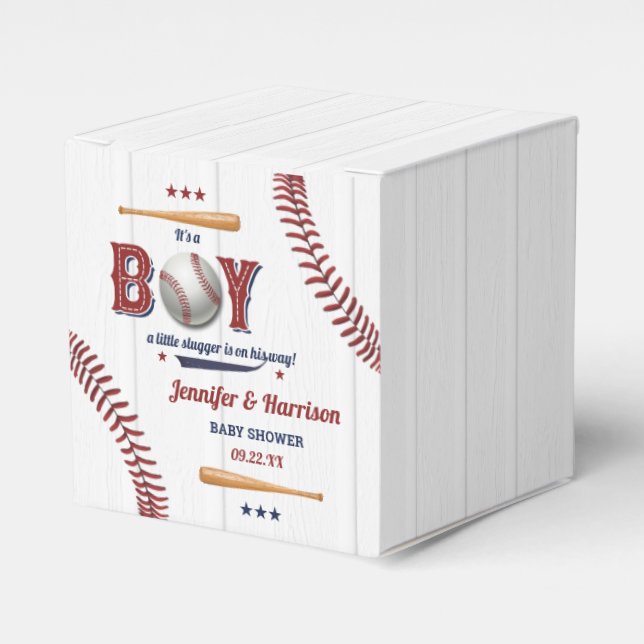 Boys Baseball Baby Shower Favour Box (Front Side)