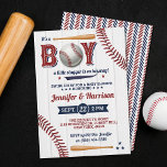 Boys Baseball Baby Shower Invitation<br><div class="desc">Celebrate in style with these trendy baby shower invitations. The design is easy to personalise with your special event wording and your guests will be thrilled when they receive these fabulous invites.</div>