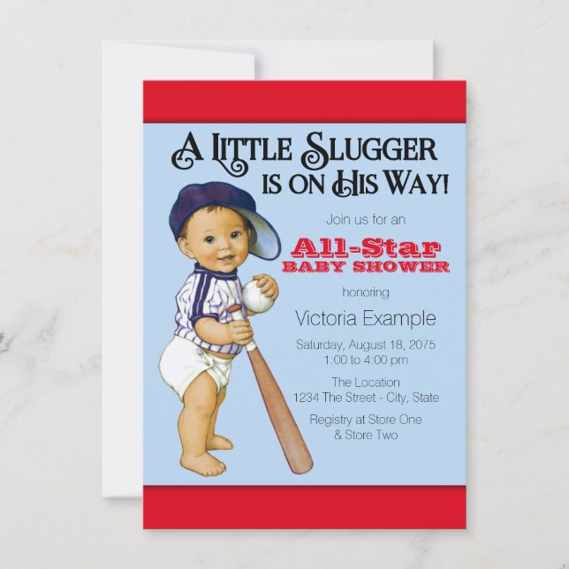 Boys Baseball Baby Shower Invitation (Front)