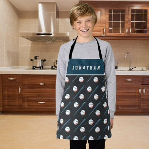 Boys Baseball Bat & Ball Sport Masculine Kids Name Apron