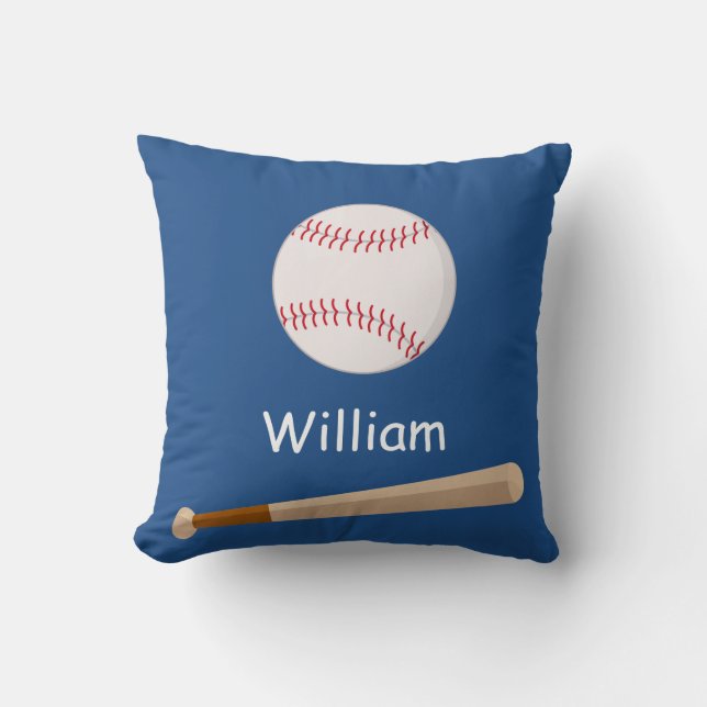 Boys Baseball & Bat Custom Pillow Gift (Front)