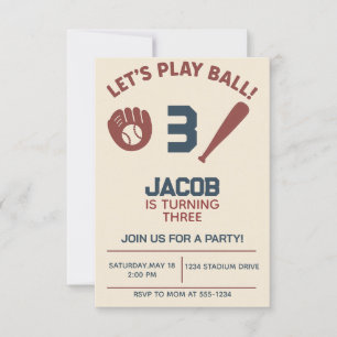 Boys Baseball Bat Sports Birthday Party Invitation