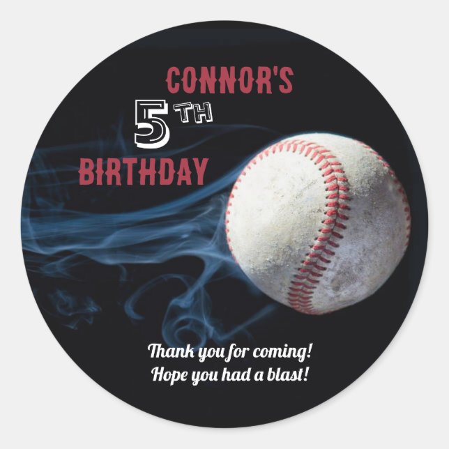 Boys Baseball Birthday Sticker (Front)