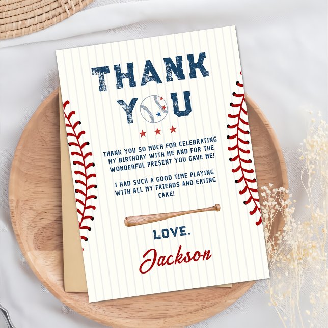 Boys Baseball Birthday Thank You Card  (Creator Uploaded)