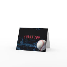 Boys Baseball Birthday Thank You Card