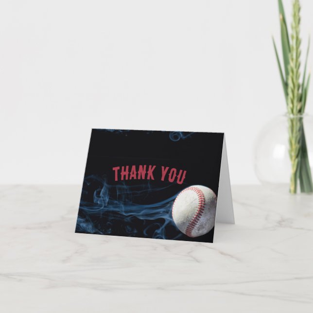 Boys Baseball Birthday Thank You Card (Front)