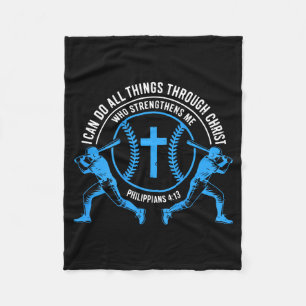 Boys Baseball Christian-shirt Softball I Can Do Al Fleece Blanket