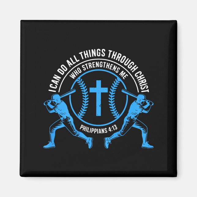 Boys Baseball Christian-shirt Softball I Can Do Al Magnet (Front)