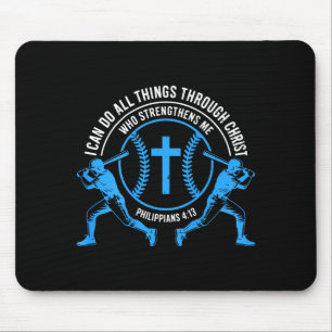 Boys Baseball Christian-shirt Softball I Can Do Al Mouse Mat