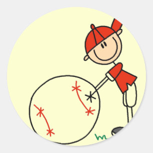 Boys Baseball Customise Tshirts and Gifts Classic Round Sticker