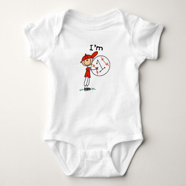 Boy's Baseball I'm 1 Baby Bodysuit (Front)