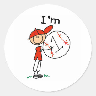 Boy's Baseball I'm 1 Classic Round Sticker