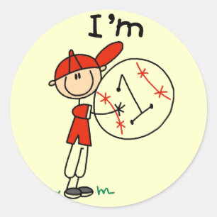 Boy's Baseball I'm 1 Tshirts and Gifts Classic Round Sticker