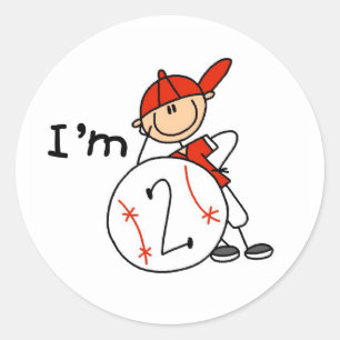 Boy's Baseball I'm 2 Classic Round Sticker
