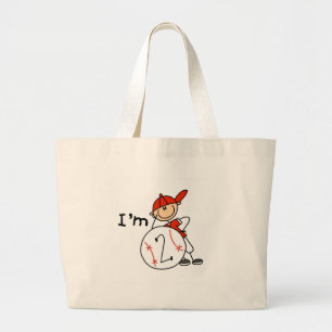 Boy's Baseball I'm 2 Tshirts and Gifts Large Tote Bag