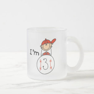 Boy's Baseball I'm 3 Frosted Glass Coffee Mug