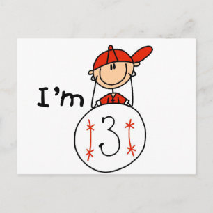 Boy's Baseball I'm 3 Tshirts and Gifts Postcard