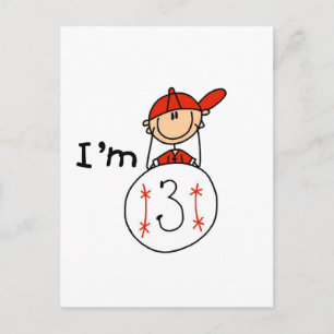 Boy's Baseball I'm 3 Tshirts and Gifts Postcard