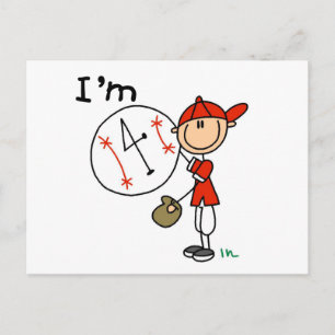 Boy's Baseball I'm 4 Tshirts and Gifts Postcard
