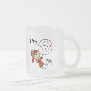 Boy's Baseball I'm 5 Tshirts and Gifts Frosted Glass Coffee Mug