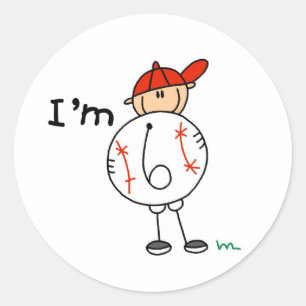 Boy's Baseball I'm 6 Classic Round Sticker