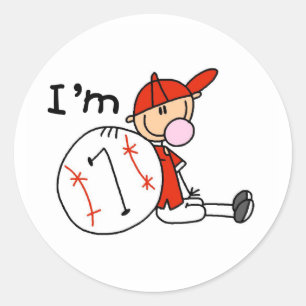 Boy's Baseball I'm 7 Classic Round Sticker