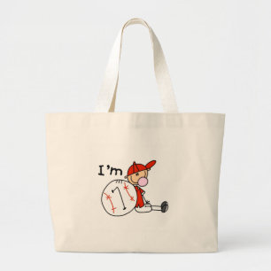 Boy's Baseball I'm 7 Large Tote Bag