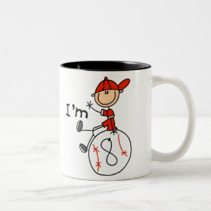 Boys Baseball I'm 8 Two-Tone Coffee Mug