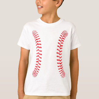 Boys Baseball Player Vertical Stitches Seams T-Shirt